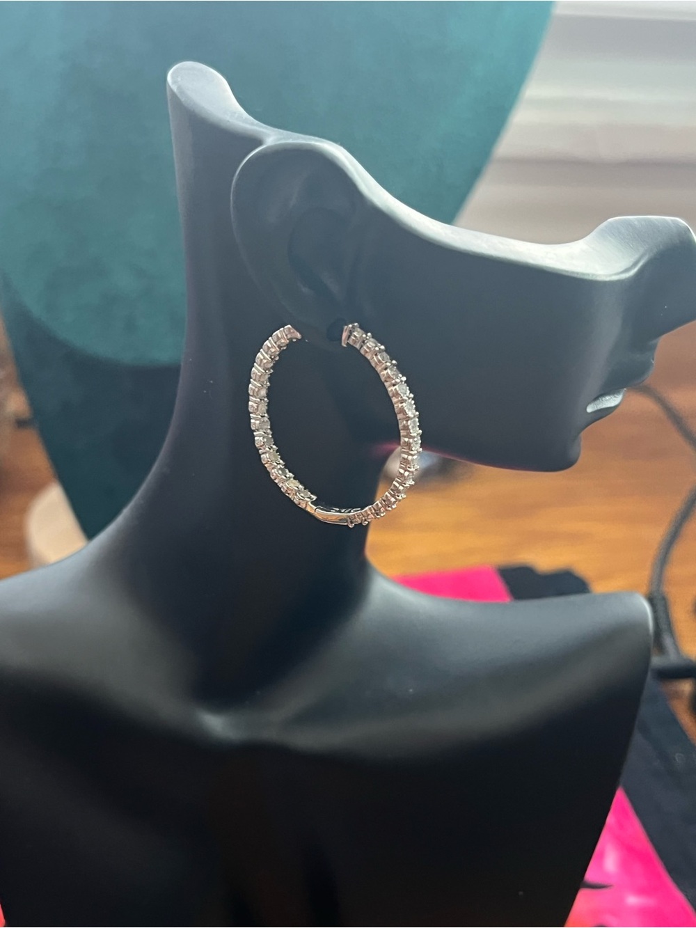 1 CTW Mined Diamond Inside-Out Hoop Earrings Sterling Silver